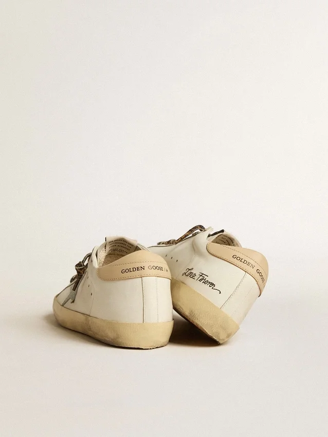 Super-Star pour femme avec étoile pailletée grise et languette de talon en cuir nude