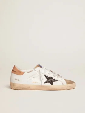 Super-Star pour femme avec étoile pailletée noire et languette de talon rose