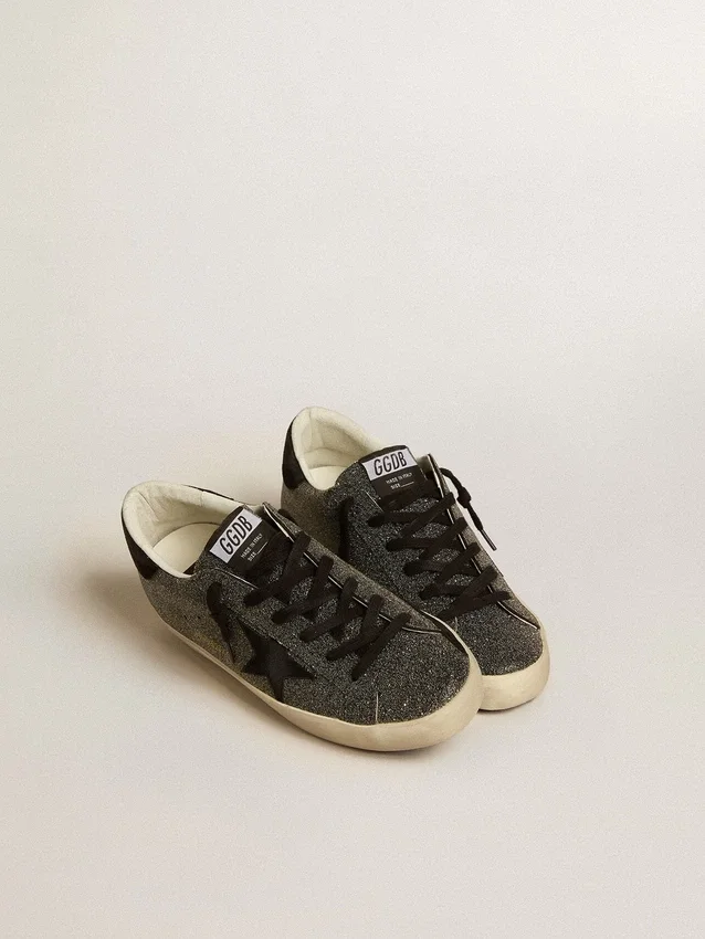 Super-Star pour femme en cristaux Swarovski noirs avec étoile en daim noir