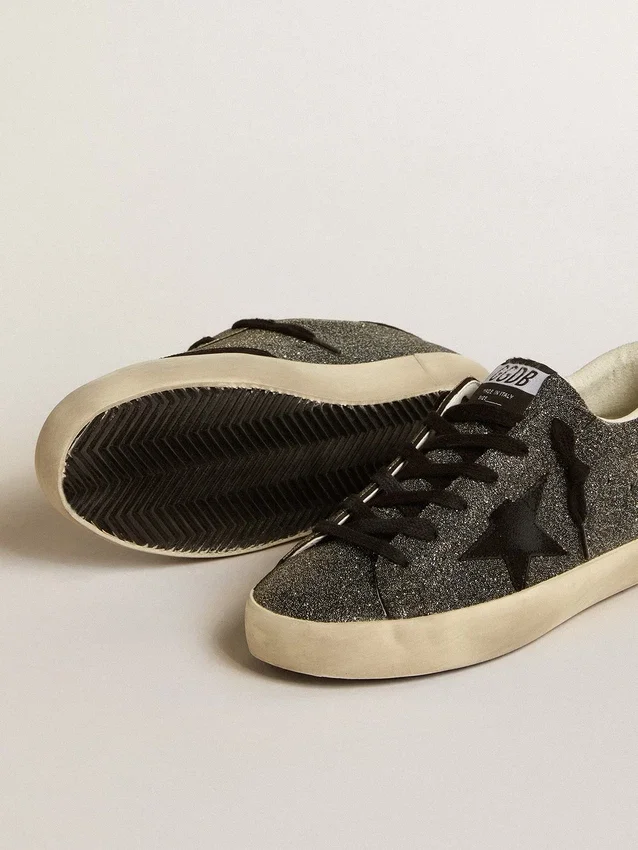 Super-Star pour femme en cristaux Swarovski noirs avec étoile en daim noir