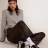Super-Star pour femme en cuir argenté avec empiècements contrastés