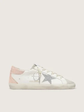 Super-Star pour femme en cuir avec étoile en cristaux Swarovski et languette au talon