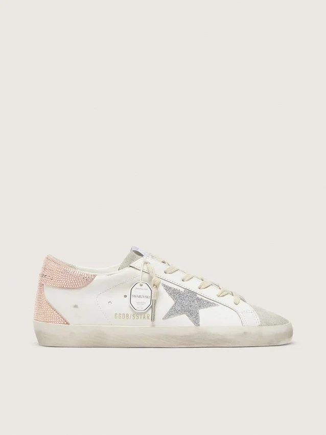 Super-Star pour femme en cuir avec étoile en cristaux Swarovski et languette au talon