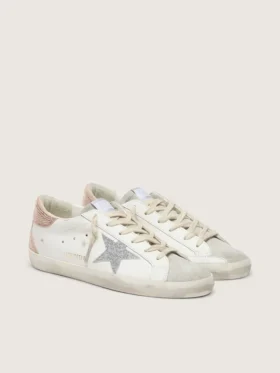 Super-Star pour femme en cuir avec étoile en cristaux Swarovski et languette au talon
