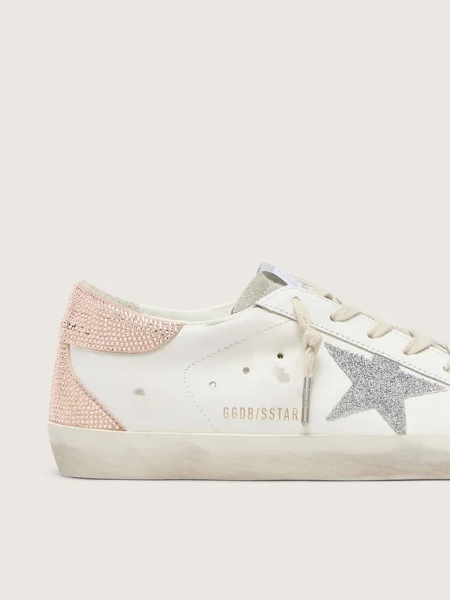 Super-Star pour femme en cuir avec étoile en cristaux Swarovski et languette au talon