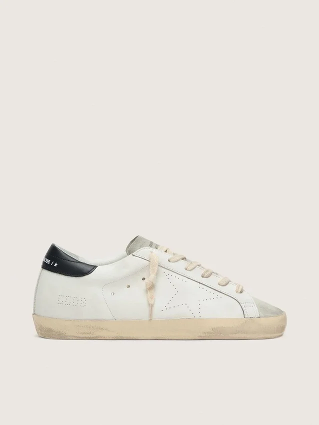 Super-Star pour homme en cuir blanc avec étoile perforée
