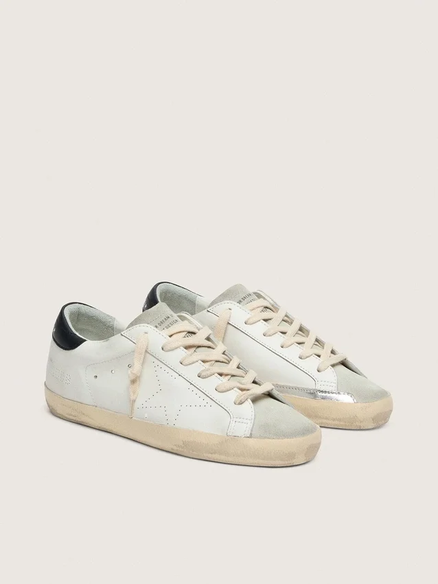 Super-Star pour homme en cuir blanc avec étoile perforée