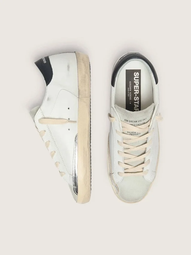 Super-Star pour homme en cuir blanc avec étoile perforée