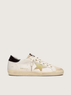 Super-Star pour femme en cuir blanc avec étoile Swarovski dorée