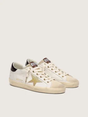 Super-Star pour femme en cuir blanc avec étoile Swarovski dorée