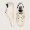 Super-Star pour femme en cuir blanc avec étoile Swarovski dorée