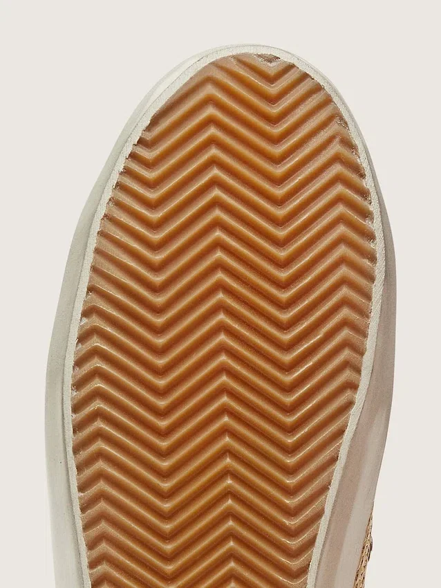 Super-Star pour femme en cuir blanc et raphia, avec étoile et empiècements rouge brique