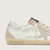 Super-Star pour femme en cuir blanc et rose poudré, ornée d’une étoile en cristaux Swarovski argentés