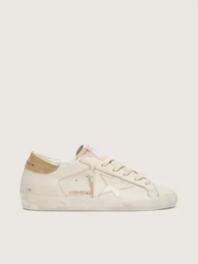 Super-Star pour femme en cuir blanc vieilli avec étoile ton sur ton