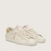 Super-Star pour femme en cuir blanc vieilli avec étoile ton sur ton