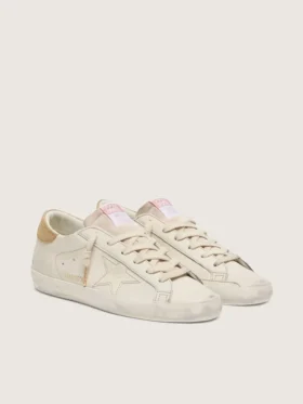 Super-Star pour femme en cuir blanc vieilli avec étoile ton sur ton