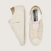 Super-Star pour femme en cuir blanc vieilli avec étoile ton sur ton