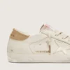 Super-Star pour femme en cuir blanc vieilli avec étoile ton sur ton