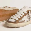 Super-Star pour femme en cuir de poney imprimé zèbre avec étoile en cuir et empiècements en daim marron