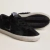 Super-Star pour femme en cuir de poney noir, ornée de cristaux Swarovski noirs et d’une étoile en daim noir