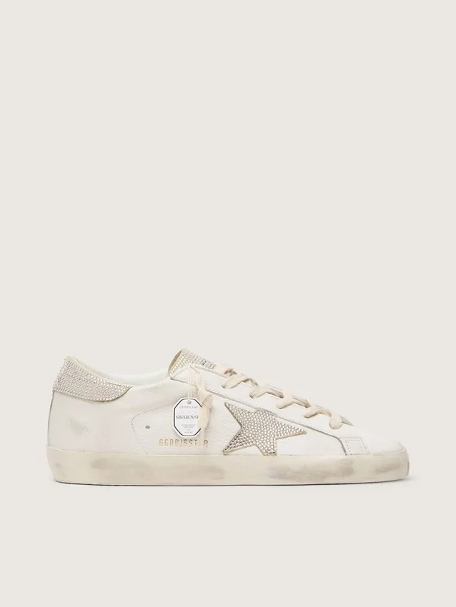 Super-Star pour femme en cuir nappa avec étoile en cristal Swarovski et languette au talon