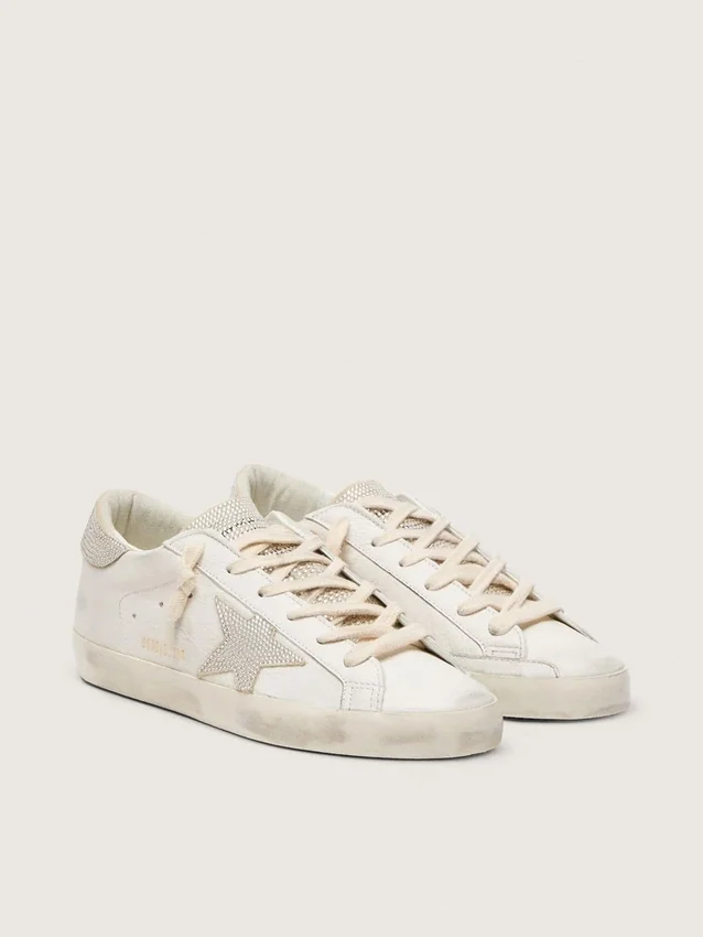 Super-Star pour femme en cuir nappa avec étoile en cristal Swarovski et languette au talon
