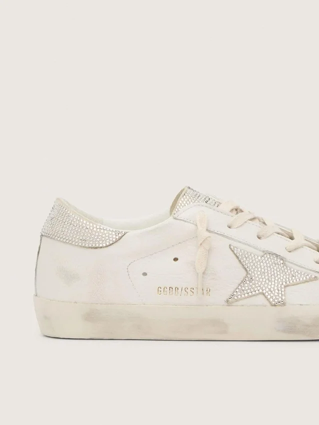 Super-Star pour femme en cuir nappa avec étoile en cristal Swarovski et languette au talon