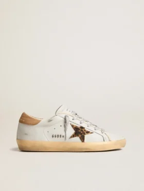 Super-Star pour femme en cuir nappa avec étoile en cuir de poney et languette de talon en daim