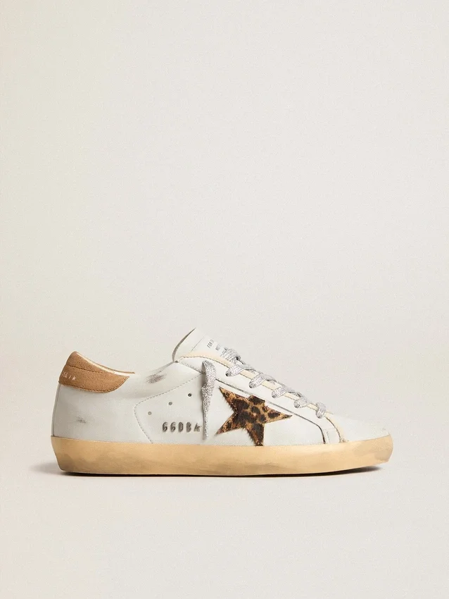 Super-Star pour femme en cuir nappa avec étoile en cuir de poney et languette de talon en daim