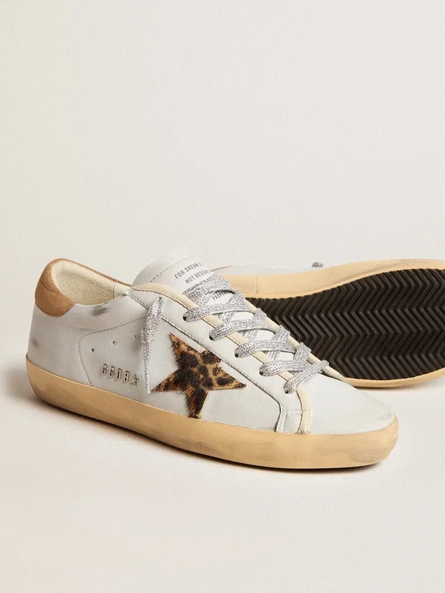 Super-Star pour femme en cuir nappa avec étoile en cuir de poney et languette de talon en daim