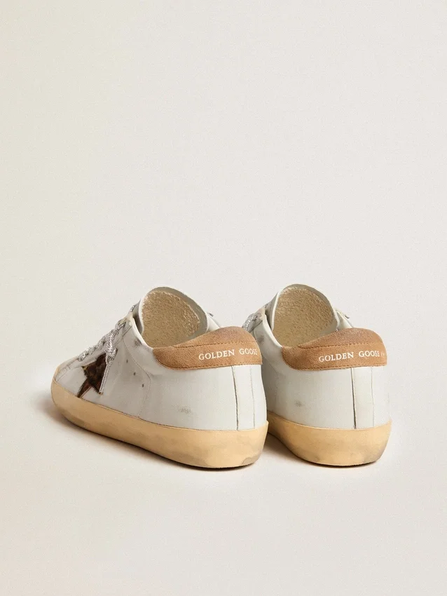 Super-Star pour femme en cuir nappa avec étoile en cuir de poney et languette de talon en daim