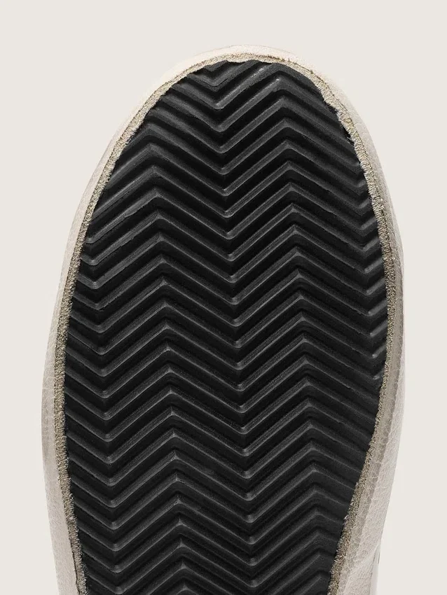 Super-Star pour femme en cuir nappa avec étoile pailletée dorée et languette de talon pailletée noire