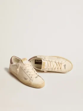 Super-Star pour femme en cuir nappa avec étoile perforée et languette de talon en daim