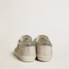 Super-Star pour femme en cuir nappa ivoire avec étoile pailletée platine et languette au talon
