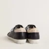 Super-Star pour femme en cuir nappa noir avec étoile en cuir de poney à imprimé zèbre et languette de talon en cuir beige
