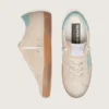 Super-Star pour femme en daim beige avec étoile vert d’eau