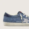Super-Star pour femme en daim bleu denim avec étoile pailletée argentée