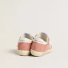 Super-Star pour femme en daim corail avec étoile et languette de talon en cuir blanc