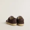 Super-Star pour femme en daim marron avec étoile pailletée argentée