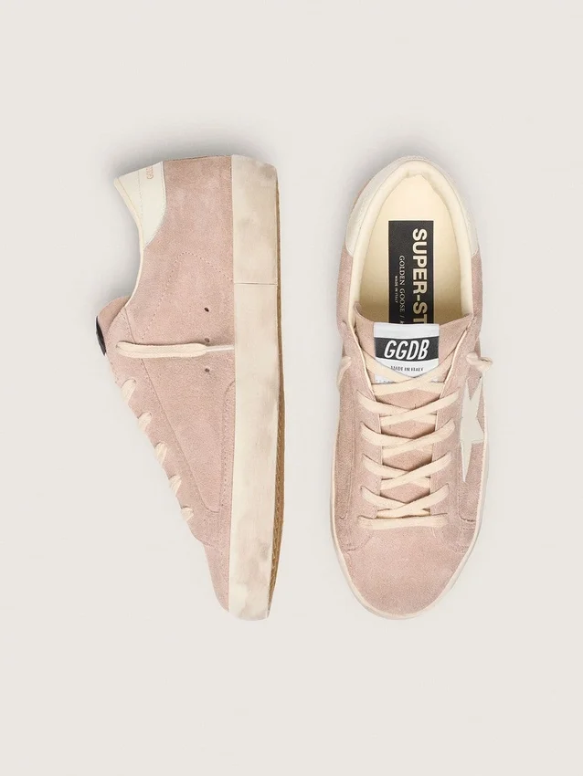 Super-Star pour femme en daim rose poudré avec étoile blanche