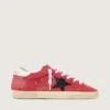 Super-Star pour femme en daim rouge avec étoile pailletée et languette de talon blanche
