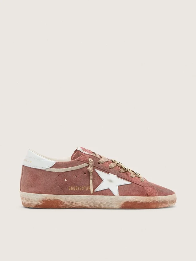 Super-Star pour homme en daim rouille avec étoile en cuir platine métallisé