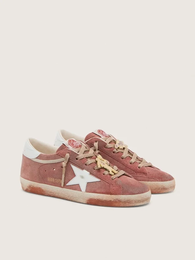 Super-Star pour homme en daim rouille avec étoile en cuir platine métallisé