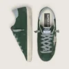 Super-Star pour femme en daim vert, avec étoile pailletée argentée et languette de talon en cuir