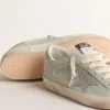 Super-Star pour femme en nappa bleu ciel avec étoile et languette de talon en cuir gris