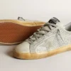 Super-Star pour femme en nubuck blanc vieilli, ornée de cristaux Swarovski