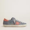 Super-Star pour femme en nubuck bleu avec étoile et languette de talon en daim rose