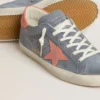 Super-Star pour femme en nubuck bleu avec étoile et languette de talon en daim rose