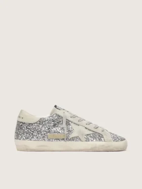 Super-Star pour femme en paillettes argentées avec étoile en daim gris glacé