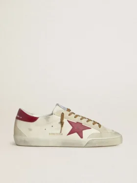 Super-Star pour homme avec étoile en cuir rouge et empiècements en daim beige